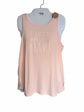 NWOT Rae Dunn Light Pink Ribbed 'Sweet Dreams' Tank